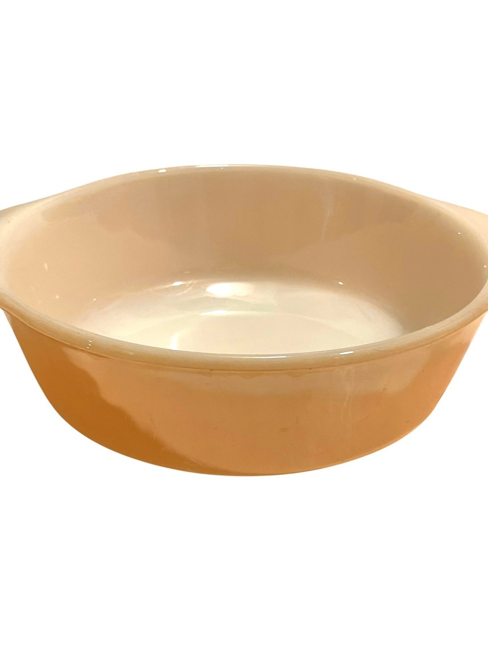 Vintage 1950s Fire King Peach Luster Casserole Dish Ovenware - Milk Glass
